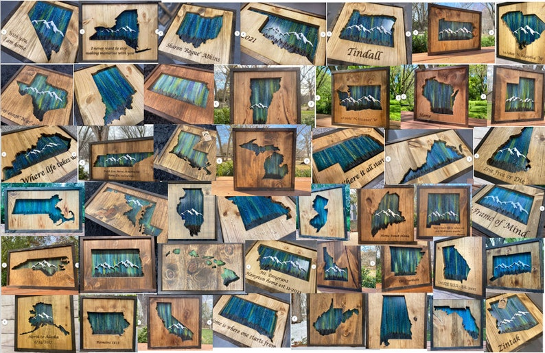 ANY STATE, Personalized State Wooden Wall Art, Starry Night Painting, State Map Sign, Wood State Sign (16x16, 18x14, 20x12 inches), Personalized Gift Idea $99.95+