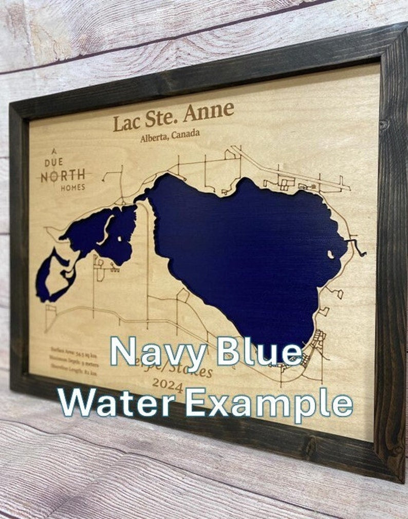 Any Lake Personalized Wood Art, custom lake with laser engraved surrounding street map, Starry Night Painting, 3D Custom Lake Map, Gift Idea $79.95+