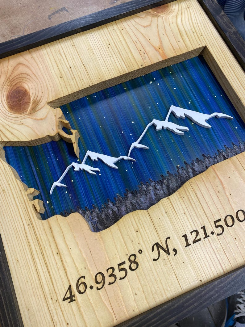 ANY STATE, Personalized State Wooden Wall Art, Starry Night Painting, State Map Sign, Wood State Sign (16x16, 18x14, 20x12 inches), Personalized Gift Idea $99.95+