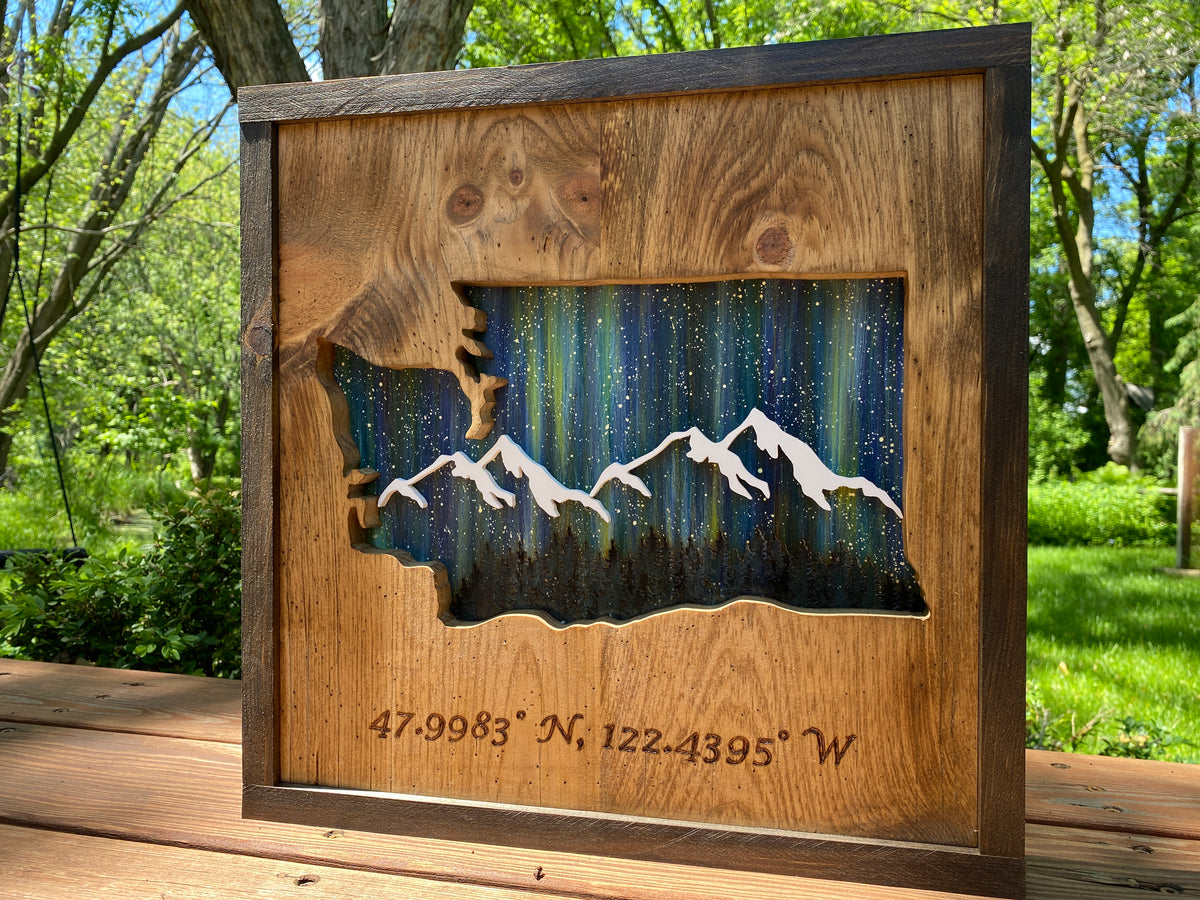 ANY STATE, Personalized State Wooden Wall Art, Starry Night Painting, State Map Sign, Wood State Sign (16x16, 18x14, 20x12 inches), Personalized Gift Idea $99.95+