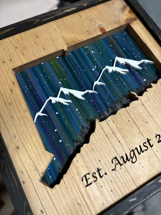ANY STATE, Personalized State Wooden Wall Art, Starry Night Painting, State Map Sign, Wood State Sign (16x16, 18x14, 20x12 inches), Personalized Gift Idea $99.95+