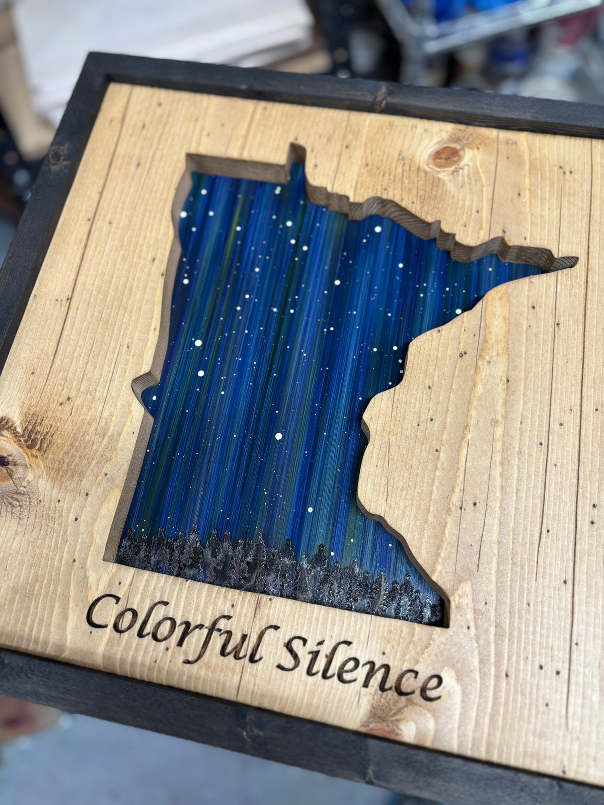 ANY STATE, Personalized State Wooden Wall Art, Starry Night Painting, State Map Sign, Wood State Sign (16x16, 18x14, 20x12 inches), Personalized Gift Idea $99.95+