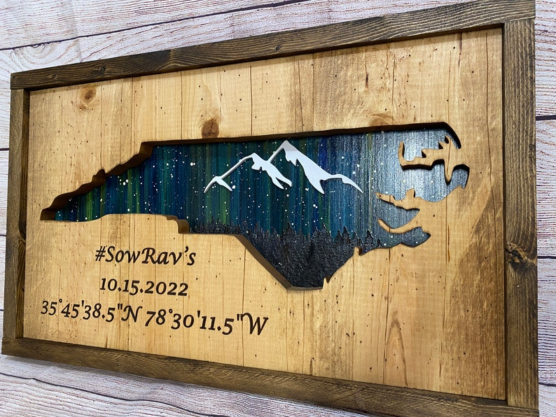ANY STATE, Personalized State Wooden Wall Art, Starry Night Painting, State Map Sign, Wood State Sign (16x16, 18x14, 20x12 inches), Personalized Gift Idea $99.95+