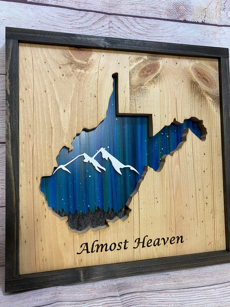 ANY STATE, Personalized State Wooden Wall Art, Starry Night Painting, State Map Sign, Wood State Sign (16x16, 18x14, 20x12 inches), Personalized Gift Idea $99.95+