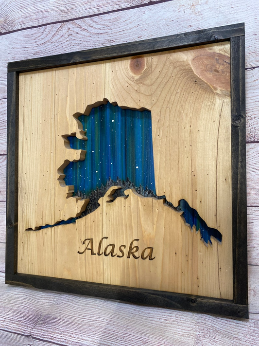 ANY STATE, Personalized State Wooden Wall Art, Starry Night Painting, State Map Sign, Wood State Sign (16x16, 18x14, 20x12 inches), Personalized Gift Idea $99.95+