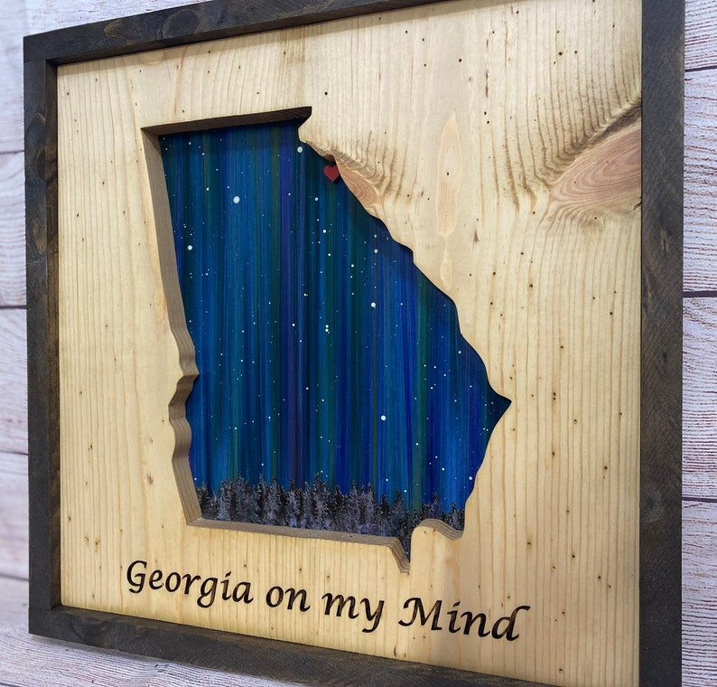 ANY STATE, Personalized State Wooden Wall Art, Starry Night Painting, State Map Sign, Wood State Sign (16x16, 18x14, 20x12 inches), Personalized Gift Idea $99.95+