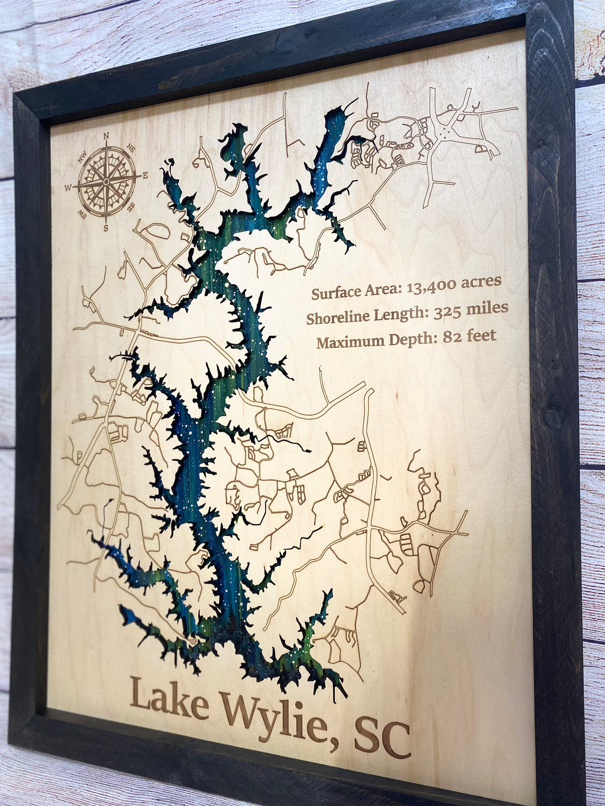 Any Lake Personalized Wood Art, custom lake with laser engraved surrounding street map, Starry Night Painting, 3D Custom Lake Map, Gift Idea $79.95+