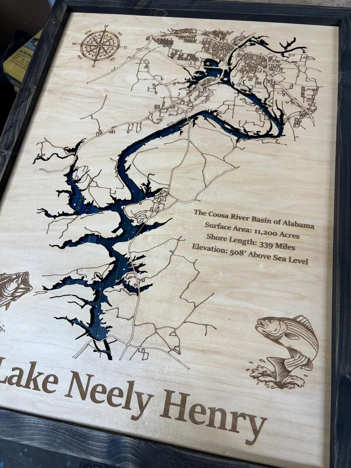 Any Lake Personalized Wood Art, custom lake with laser engraved surrounding street map, Starry Night Painting, 3D Custom Lake Map, Gift Idea $79.95+
