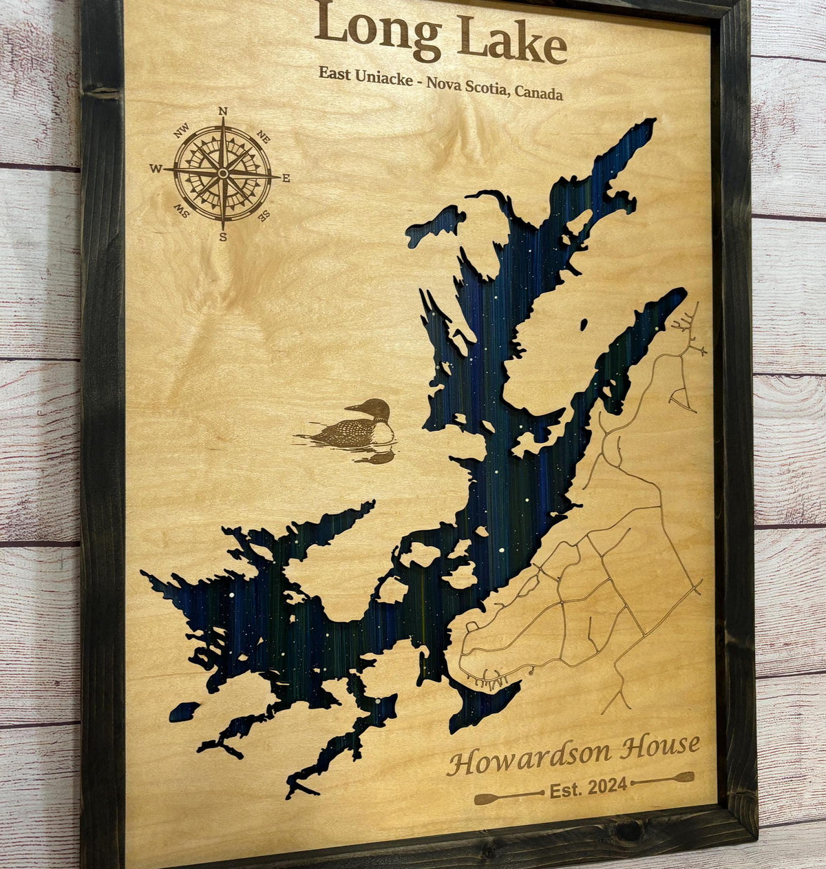 Any Lake Personalized Wood Art, custom lake with laser engraved surrounding street map, Starry Night Painting, 3D Custom Lake Map, Gift Idea $79.95+