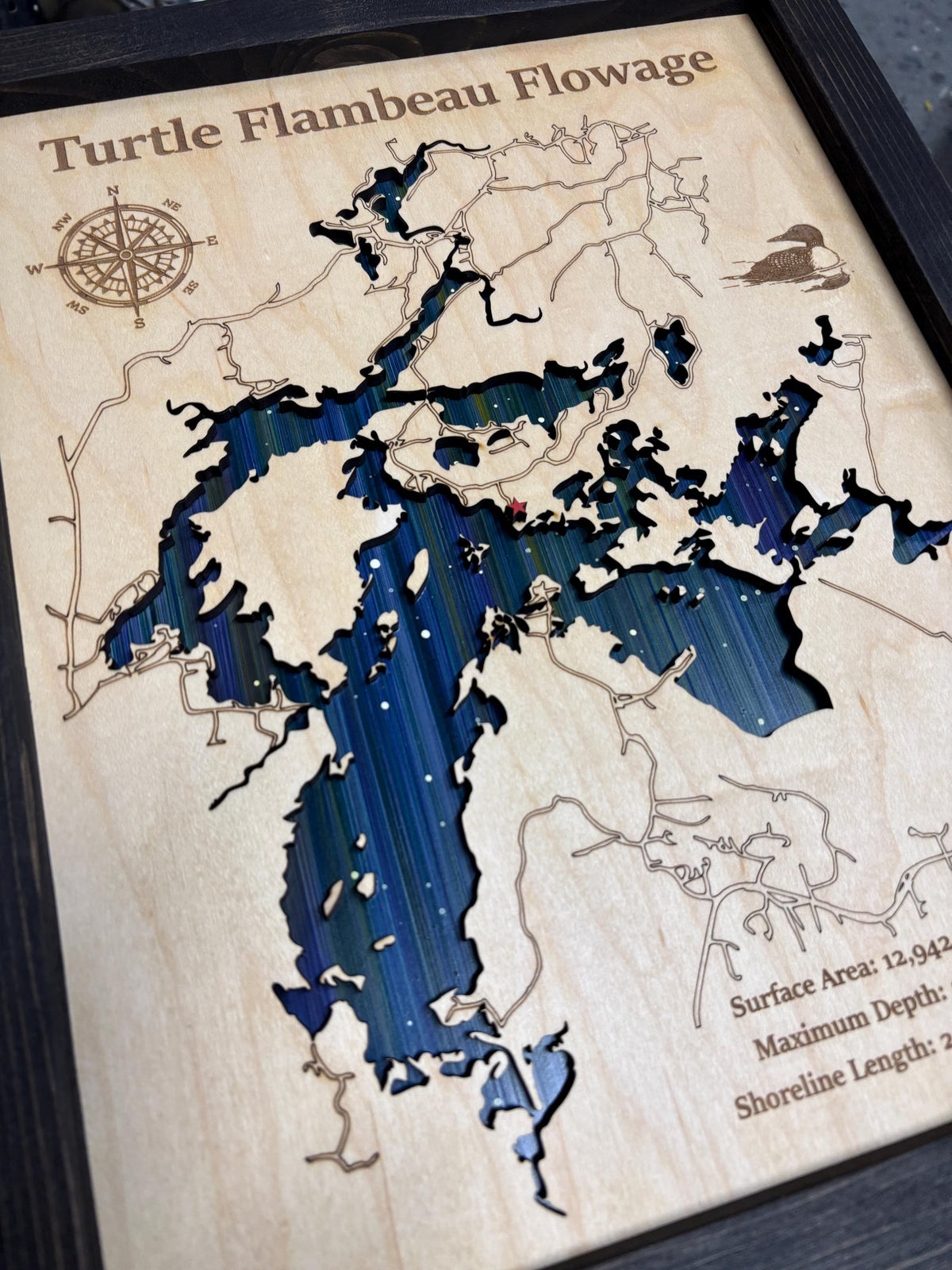 Any Lake Personalized Wood Art, custom lake with laser engraved surrounding street map, Starry Night Painting, 3D Custom Lake Map, Gift Idea $79.95+